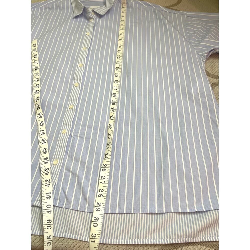 MADELEINE Mode GmbH Blue & White Striped Button Up 3/4 Sleeve Shirt | Size 16 - Picture 9 of 15